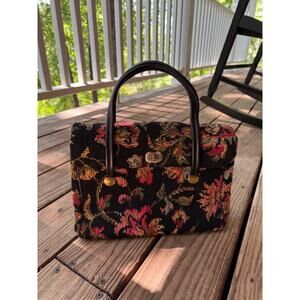 Vintage Punch Needle Tapestry Style Carpet Bag - Multi Color